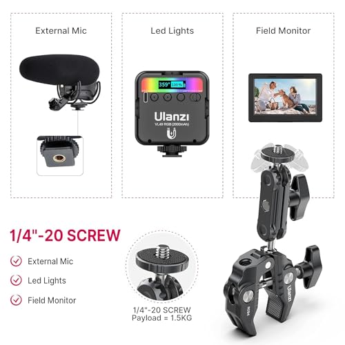 ULANZI Super Clamp Camera Clamp Mount Monitor 360° Ballhead MagicArm Double - size: Phone Mount Kit