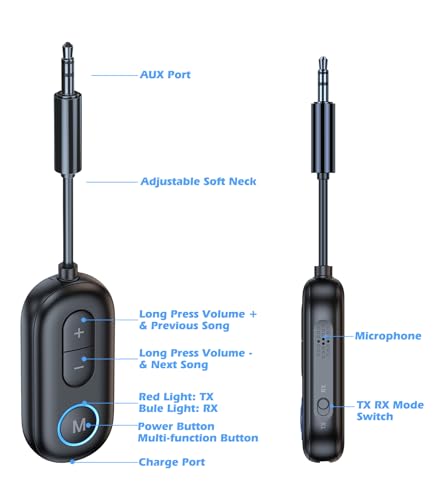 Airplane Bluetooth Adapter for Headphones Bluetooth AUX Adapter - color: Black