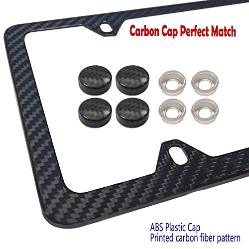 BGGTMO Real Carbon Fiber License Plate Frame, Stainless Steel Base, 1 Pack - color: Real Carbon Frame-4 Holes