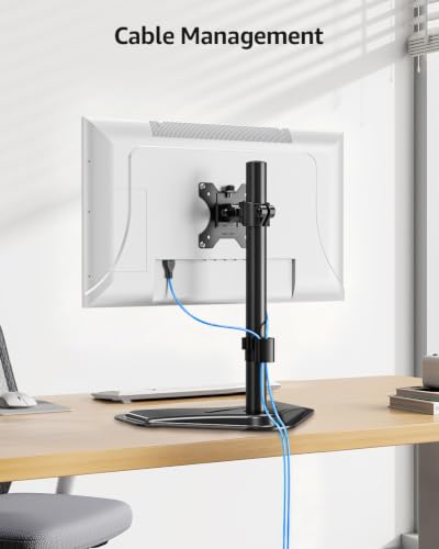 MOUNTUP Single Monitor Stands, Freestanding VESA Monitor Desk Mount fits 13'' to 32'' Computer Screen with Height Adjustable, Swivel, Tilt, Rotation, 17.6 lbs Load, For Home Office, VESA 75x75/100x100 - size: Single, style: Freestanding