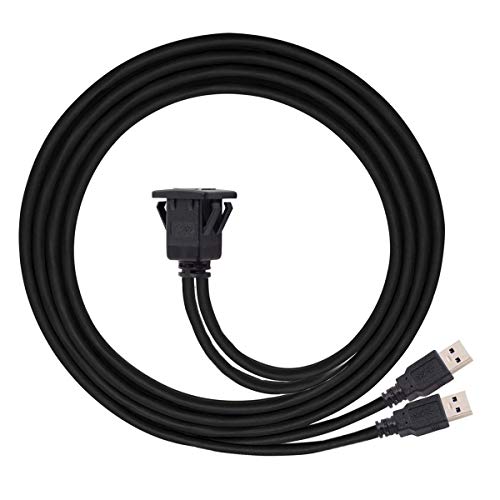 chenyang USB 3.0 Dual Port Flush Mount 2 Male to 2 Female Extension Cable for Car Dashboard Panel Mount - color: Dual Port Male to Female with Latch