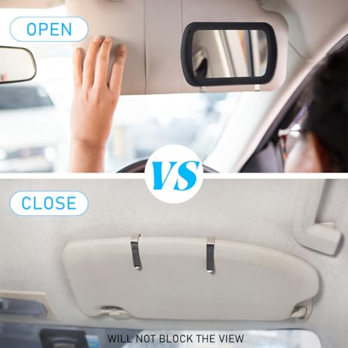 Car Sun Visor Vanity Mirror, Clip-on Vehicle Sun Shading Cosmetic Makeup Mirror, HD Automotive Interior Vanity Looking Glass for Women Girls, Universal for SUV RV Truck