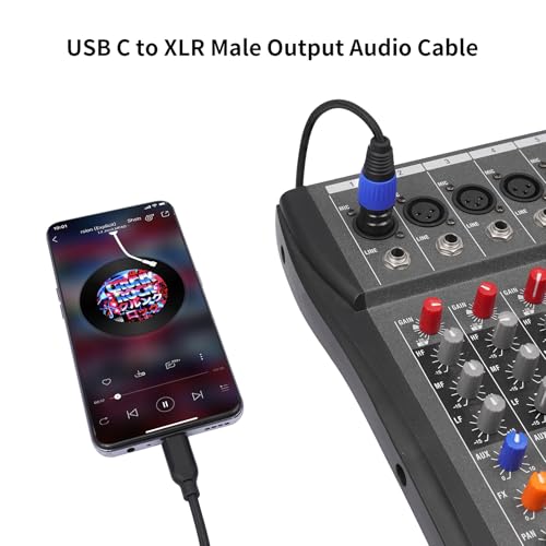 USB C to XLR Cable,6.6 FT XLR Male to USB C Converter Adapter,USB Type C to XLR Male Output Stereo Cable for Amplifier, Speaker, Mixer Console, etc