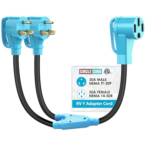 CircleCord RV Y Adapter Cord Two 30 Amp to 50 Amp - style: 30A-30A-50A