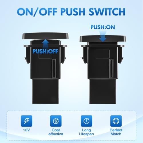 Nilight Reverse Camera Push Button Switch w/Connector Wire 1.28" x 0.87" - style: REVERSE CAMERA