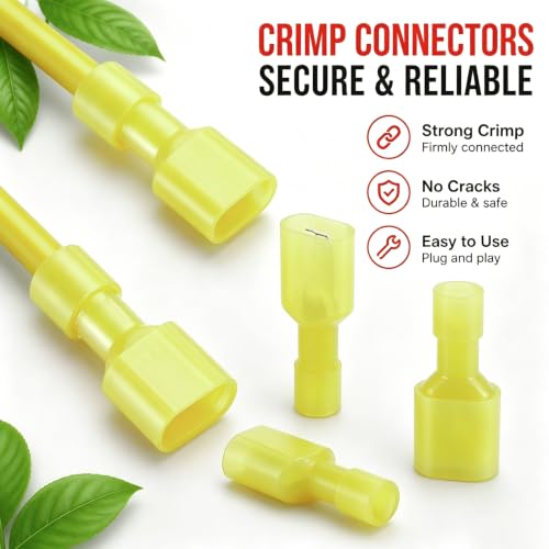 200Pcs Yellow Quick Disconnect Spade Terminals, Male Female - color: Yellow Terminal 200PCS