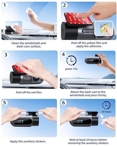 Double Sided Adhesive Sticky Pads for Dash Cam 4PCS, 2.83" Square & 2.2" Round Heat-Resistant Heavy Duty Mounting Tape Kit, Universal Car Windshield Sticker for GPS/DashCamera Suction Cup Mount