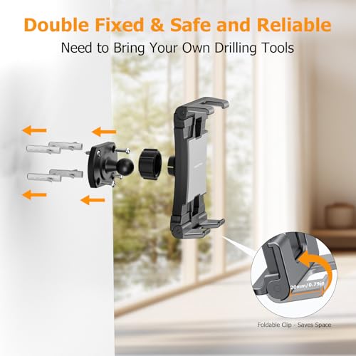 OHLPRO Tablet Wall Mount Holder, 360° Rotating iPad Wall Mount Holder with Drill Screw Base,Compatible with 4.7"-12.9" Devices Including iPad Pro, Mini, Air, Samsung, Kindle, Galaxy Tab - size: for 4.7-12.9" Device