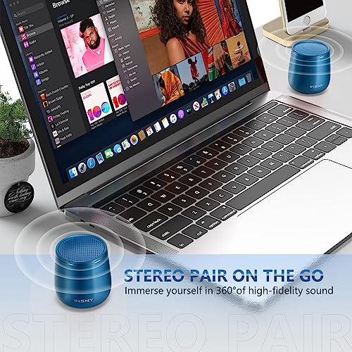 INSMY Small Bluetooth Speaker, Waterproof Mini Portable Wireless Speakers - color: Blue