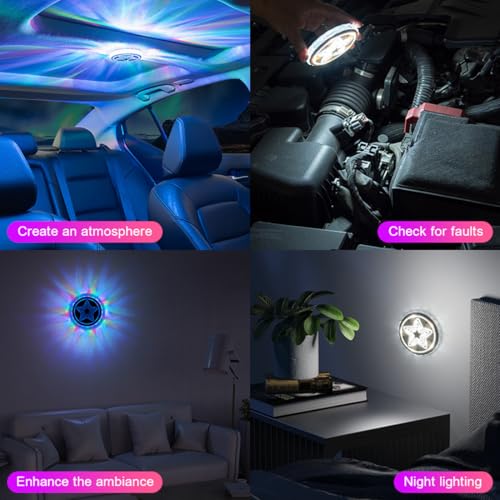 Car Led Lights Interior,Magnetic Car Ceiling Light,USB Rechargeable Car Interior Reading Light,LED Car Atmosphere Light,for Car,RV,Camping,Closets,Bedroom