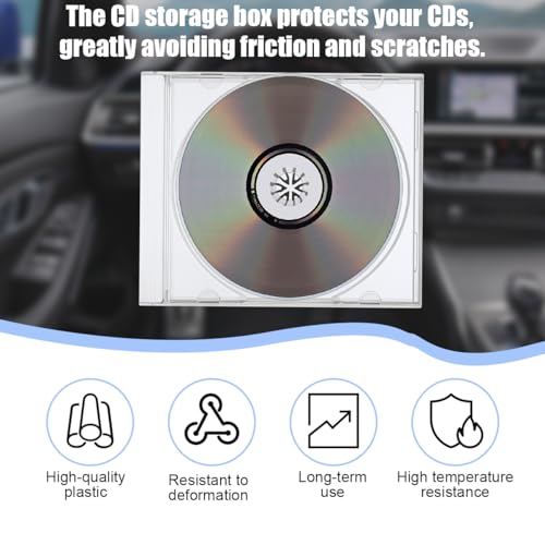 6PCS Car CD Jewel Case, Clear Vehicle CD Storage Box with Assembled Removable Tray, Automotive DVD Disc Cover Protection Replacement Accessories, Universal for SUV Truck Sedan (White) - color: White