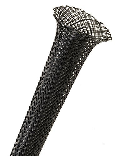 Electriduct 1/8" Black PET Expandable Braided Sleeving Cable Mesh Flexible Wire Sleeve - 225 Feet - size: 0.125 Inch - 225 Feet