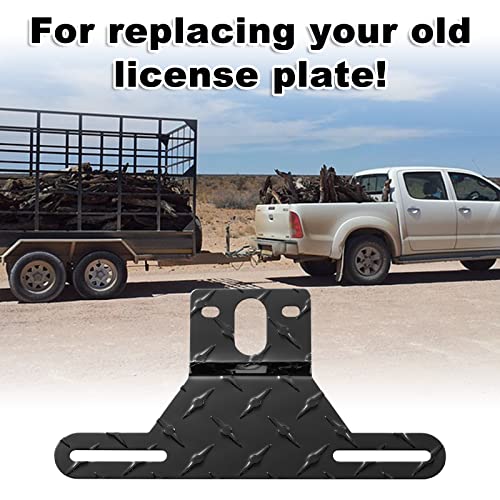 CZC AUTO Aluminum Trailer License Plate Light Bracket for Boat RV, Black - color: Black