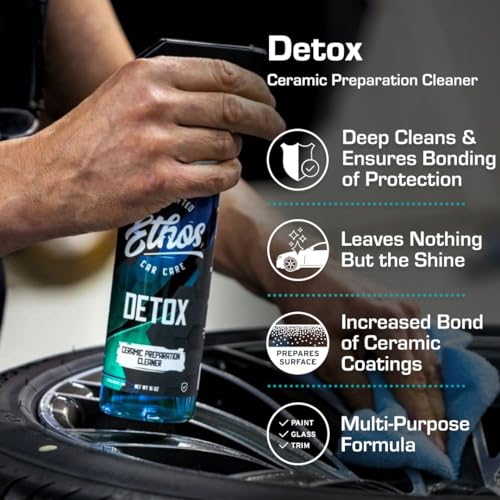 Ethos DETOX - Ceramic Coating Prep Spray, Panel Wipe, Glass Cleanser - Remove Your Old Ceramic Coating, Wax, or Sealant - Multi-Purpose Formula - Leaves Nothing But the Shine - size: 128 Fl Oz (Pack of 1)