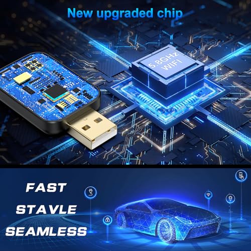 2025 Mini Carplay Wireless Adapter & Android Auto Dongle for iPhone Android,Upgrade Convert Wired to Wireless Car Play Adapter Fit for Factory OEM CarPlay Cars from 2016+,Auto Connect