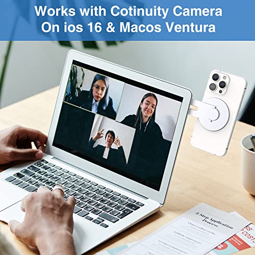Adjustable Laptop Phone Mount, Magnetic Phone Holder - color: Silver