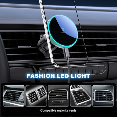 for Mag-Safe Car Mount Charger Dash Windshield Vent Magnetic Phone Holder - color: Green