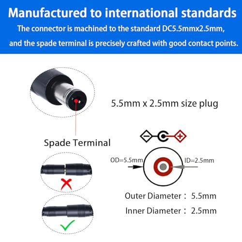 DC Power Extension Cable, 5.5mm x 2.5mm, 16.4FT, 3-Pack - color: Black 3pcs, size: 16.4ft