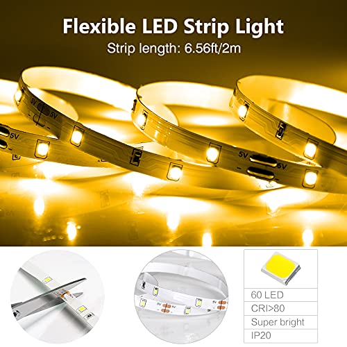 WOBANE Motion Activated LED Strip Light, Rechargeable Closet Lighting 2700K - color: Warm White, size: 6.56ft White