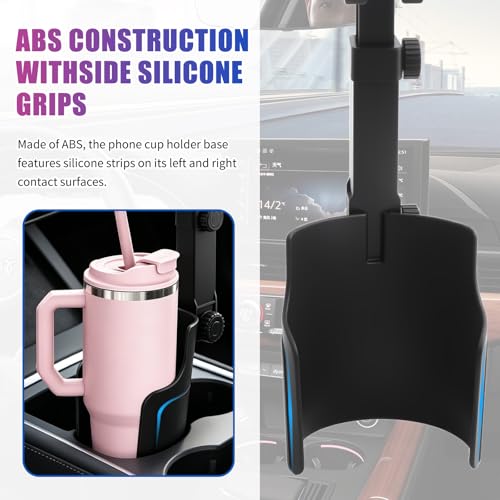 2-in-1 Cup Holder Phone Holder,Upgraded Version Cup Holders Phone Mount with Long Arm & 360° Adjustable,Cups Phones Holders for Car as Car Accessories for 4.7-7 inches Phones