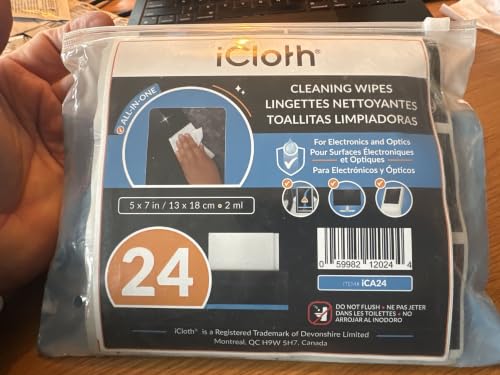 iCloth Screen Cleaner Wipes Individually Wrapped Travel Size Streak-Free (24 Large Wipes) - size: 24 Large Wipes