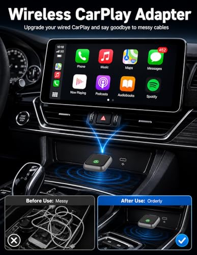 2026 Upgraded USB Wireless CarPlay Adapter for iPhone, Bluetooth 5.8 and Wi-Fi 6, Automatic & Zero-Delay Connection, Android auto Carplay Wireless Adapter for Android and iOS Systems. (Light Gray) - color: light gray