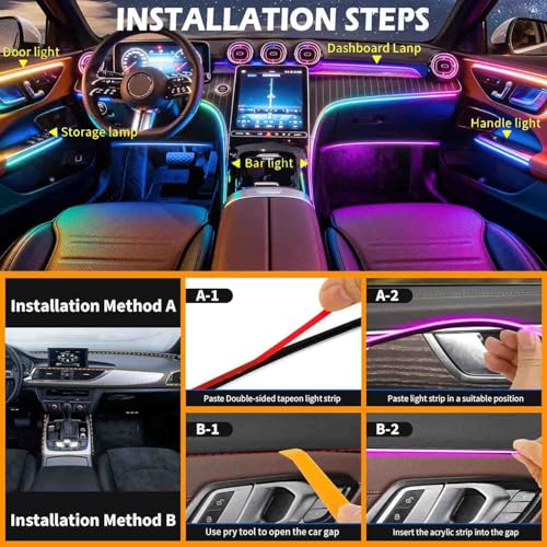 Acrylic Car Interior LED Lights, 6-in-1 Fiber Optic Ambient Lighting Kit - size: Car Ambient Lighting Kit (6 in 1)