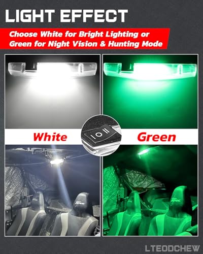 UTV Interior Dome Light White/Green with Switch, Roll Bar Mount LED Light - color: White/Green