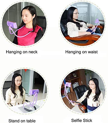 Universal Smart Mobile Phone Stand,Hanging on Neck Cell Phone Holder(White) - color: White