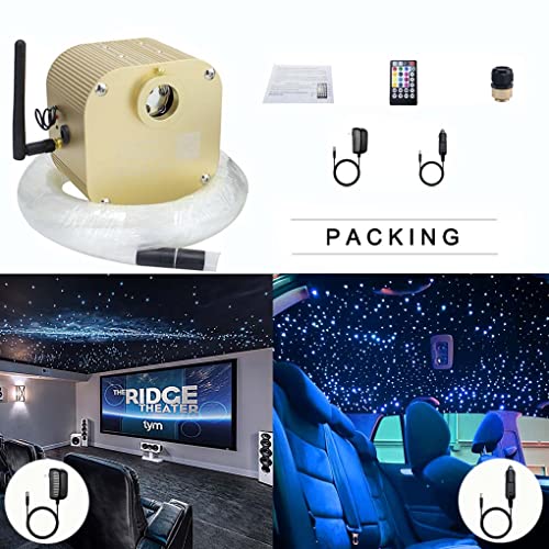 AZIMOM Bluetooth16w Twinkle Fiber Optic Lights Star Ceiling Lighting Kits Mixed 335pcs 13.1ft Fiber Strands End Glow RGBW Music Mode Light Source Car Use Headliner Home Decor - size: Star+335pcs*(0.03+0.04+0.06)in*13.1ft