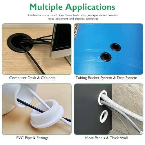 EASYEAH 3/8" Drill Hole, 1/4" ID Silicone Rubber Grommets for Wiring - color: Black, size: 1/4"ID, 3/8"DH