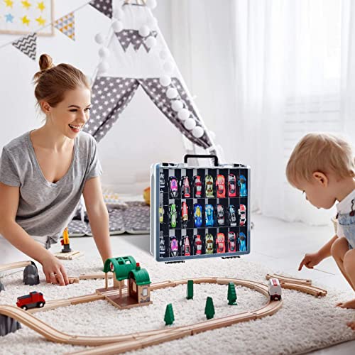ALCYON 48-Compartment Toy Car Storage Case for Hot Wheels and for Matchbox - color: Black
