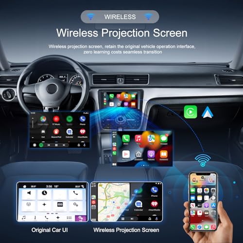 CAMECHO 2-in-1 Wireless CarPlay Android Auto Car Adapter, Wireless Apple Car Play Android Auto Dongle, CarPlay Adapter Converts Factory Wired to Wireless, Plug & Play, Fast Connect No Delay