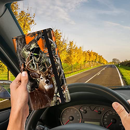 Car Registration and Insurance Card Holder, Premium Leather Vehicle Wallet Cover for Glove Box Car Organizer Drivers License / Cards / ID - Essentials Document Holder, Camo Camouflage Deer Hunter - color: Camo Camouflage Deer Hunter