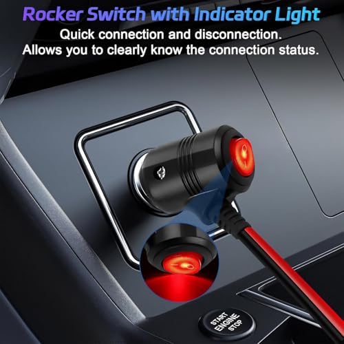 2 Way Car Cigarette Lighter Socket Splitter Accessory with Switch DC 12V-24V Chargers Adapter LED