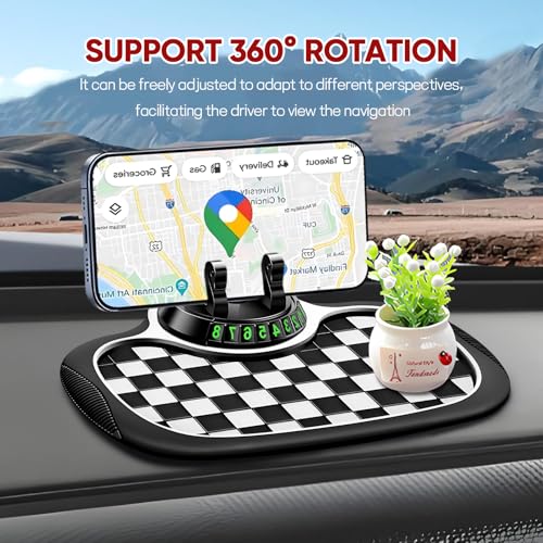 Wuyaoyao Multifunction Car Anti-Slip Mat Auto Phone Holder, PVC Car Dashboard Non-Slip Pad Phone Mount with Temporary Parking Number, Automotive Sticky Dash Pad for Phones, Keys, Gadgets (Black+White) - color: Black+White