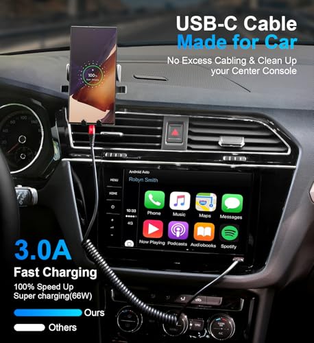 Coiled USB A to USB C Cable for Car 6FT 2Pack USB C Charger Cable Fast - color: Red, size: 6FT