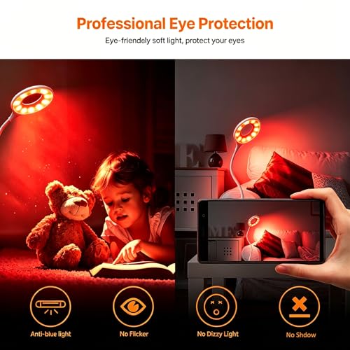 Desk Lamp with 670nm Red Light Therapy for Reading Sleep Bedroom
