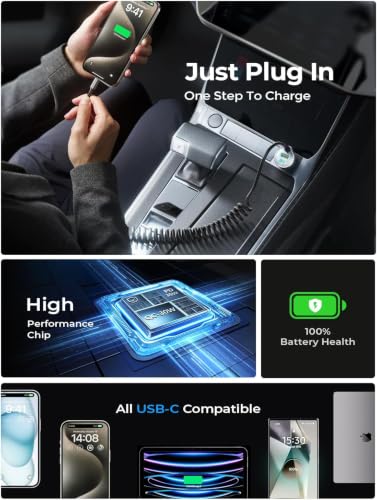 LISEN Car Charger with 45W Built-in USB-C 36 inch Coiled Cable, 90W Multi-Port Fast Charging Cigarette Lighter Adapter for iPhone 17/16/15 Pro Max, Samsung Galaxy S26 Ultra, Black - color: Black-36inch