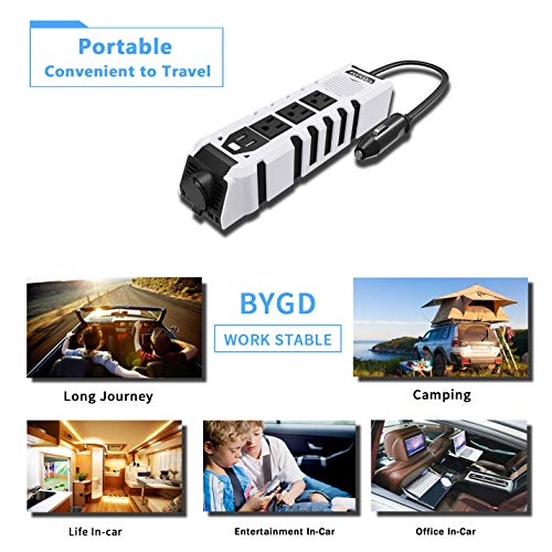 BYGD 150W Car Power Inverter, DC 12V to 110V AC Car Plug Converter - color: 8963WHITE