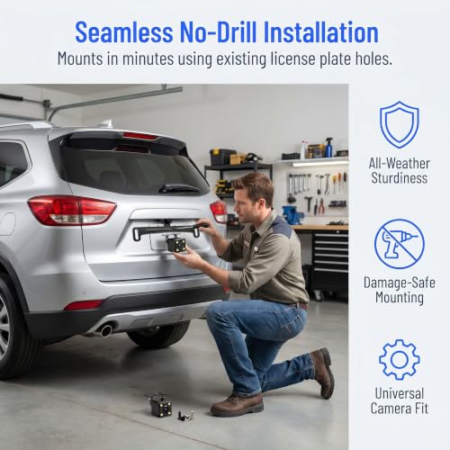 License Plate Camera Mount, Backup Camera Bracket for US Plates