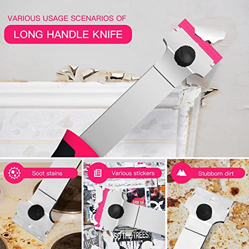 DEKEones Razor Blade Scraper, 2 PCS Razor Scraper Tool for Removing Label, Registration Sticker, Tint, Grease from Windshield, Appliance, Glass(Pink) - color: Pink-2pcs
