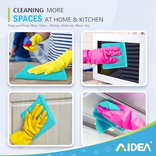 AIDEA Blue Microfiber Cleaning Cloth-50PK, Cleaning Rags 12"x 12" Absorbent - color: Blue, size: 12in.x12in.