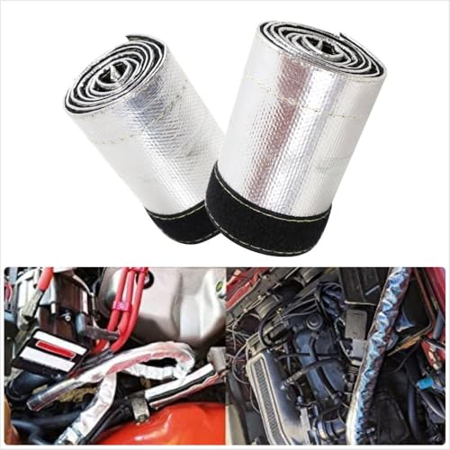 Wire Heat Shield Sleeve Aluminized Heat Shroud Heat Sleeving Fuel Line for Ultimate Heat Protection Hose Wire Sleeving,1/2" I.D.X10FT with 10PCS Stainless Steel(304) Cable Metal Ties-Silve - color: Silver, size: 1/2" I.D.X10FT