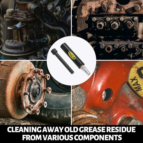 Grease Fitting Cleaning Tool, Cleans and Flushes Out Old Dried Grease from Fittings, Pins, Shafts, Bushings, and Joints. Uses Penetrating Fluid and Hydraulic Pressure, Black - color: Black