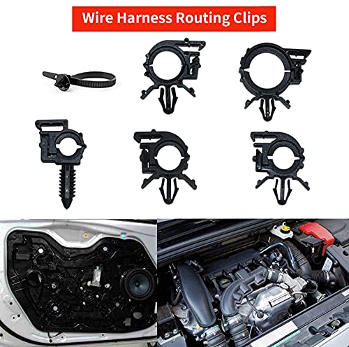 Automotive Car Wire Harness Routing Clip Assortment Kit - 60PCS Universal Wire Loom Routing Clips for Honda, GM, Mazda, Jeep Wrangler, Ford