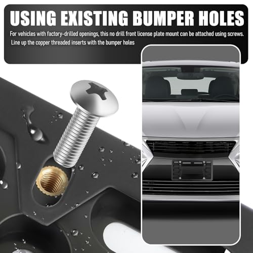 Front License Plate Bracket Kit,No Drill License Plate Mount with Screws Cable Ties,Licenses Plates Bracket Front Bumper Kit Car Accessories for U.S. Standard Cars Trucks SUVs
