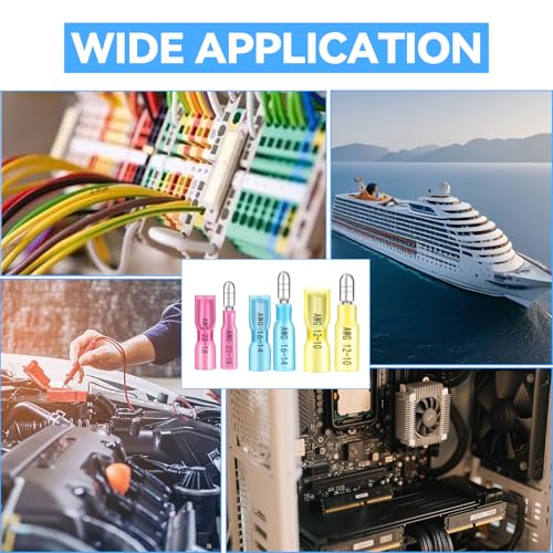 54PCS Heat Shrink Bullet Wire Connectors Kit 22-10AWG Waterproof Bullet connectors Heat Shrink Female&Male Connector for Automotive Boat Stereo Industrial Equipment