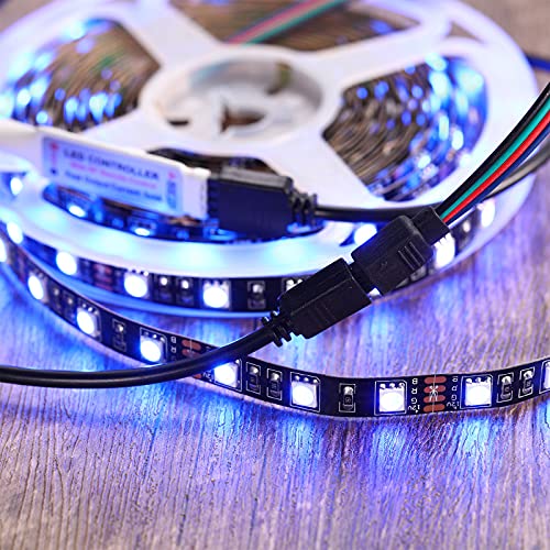 Honoson 6 Pieces 4 Pin RGB Extension Cable Kit, 1.6、3.3 、6.6 ft, Black - color: Black