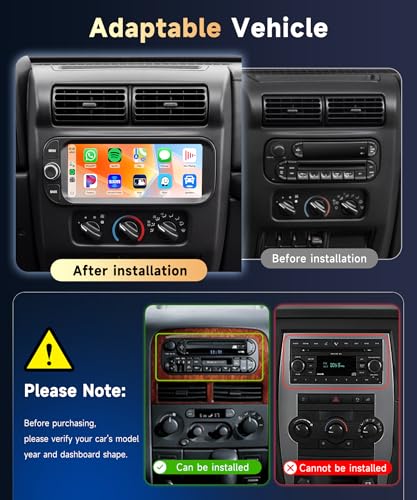 5Ghz WiFi Car Radio for Dodge RAM 2002-2006, for Jeep Wrangler 2003-2006,Jeep Grand Cherokee 1999-2004,Android 15 Car Stereo,6.86nch IPS Touchscreen,Carplay/Android Auto,Bluetooth GPS Camera - style: 2G+64G